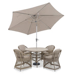 Sahara 4 Seat Dining Set with 120cm Round Table Includes Parasol & base