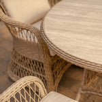 Sahara 4 Seat Dining Set with 120cm Round Table Includes Parasol & base