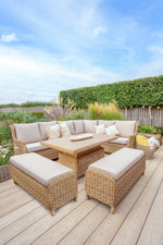 Hazel Wicker Corner Set with 150x90cm Rectangular High/Low Table