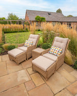 Hazel Wicker Companion Set with Reclining Armchairs