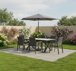 Tudor 6 Seat Dining Set with Parasol & Base