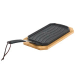 Cozze® Reversible Cast Iron Pan with Wooden Tray 165 x 330 mm