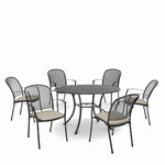 Caredo 6 Seat Mesh Round Dining Set with Cushions