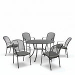 Caredo 6 Seat Mesh Round Dining Set with Cushions
