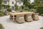 Palm Grand 6 Seat Wicker Dining Set with Solid Teak Table