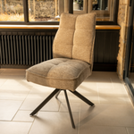 Lorenzo 6 Seat Dining Set with ceramic high gloss table top & pocket sprung auto swivel dining chairs