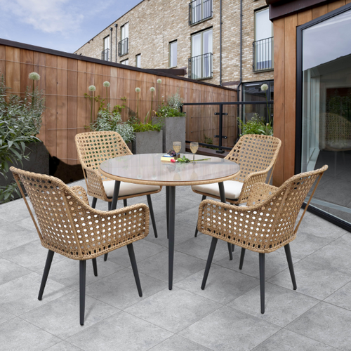 Boho 4 Seat Wicker Dining Set