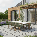 Forest 6 Seat Acacia Wood Dining Set with Natural Stone Finish