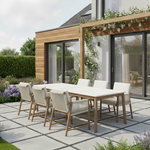 Forest 6 Seat Acacia Wood Dining Set with Natural Stone Finish