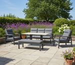 Tudor 5 Seat Sofa Set with Lounge Armchairs & High/Low Table