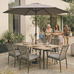 Merano 6 Seat Dining Set with 170x90cm Table Includes Parasol & Base