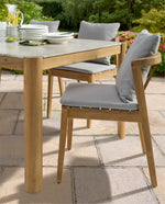 Nara Acacia Wood Dining Set with Marble Effect Tabletop