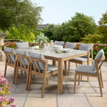 Nara Acacia Wood Dining Set with Marble Effect Tabletop