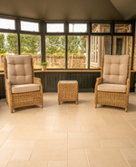 Hazel Wicker Companion Set with Reclining Armchairs