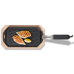 Cozze® Reversible Cast Iron Pan with Wooden Tray 165 x 330 mm