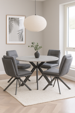 Boston 4 Seat Round Dining Set with Joey Swivel Side Chair