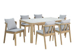 Nara Acacia Wood Dining Set with Marble Effect Tabletop