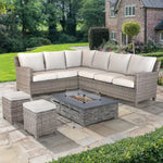 Palma Corner Sofa Set with Stone Fire Pit Table