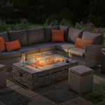 Palma Corner Sofa Set with Stone Fire Pit Table