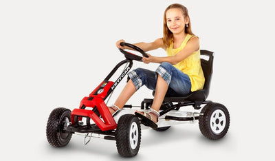 Girl drives Kettler Barcelona go kart