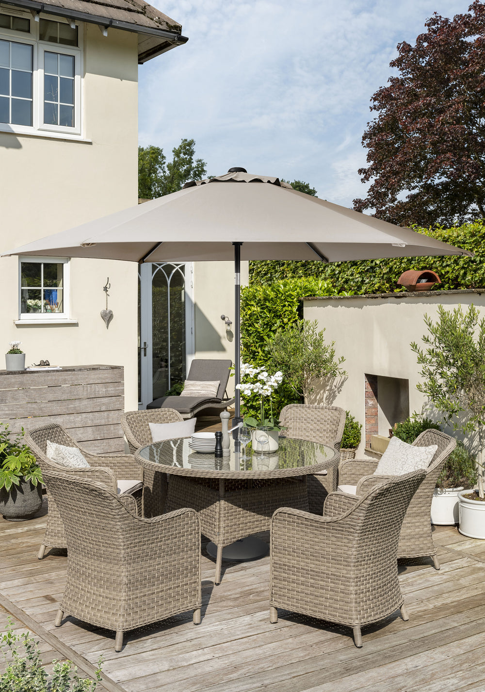 Kettler Charlbury Wicker 6 Seat Dining Set with Round Table