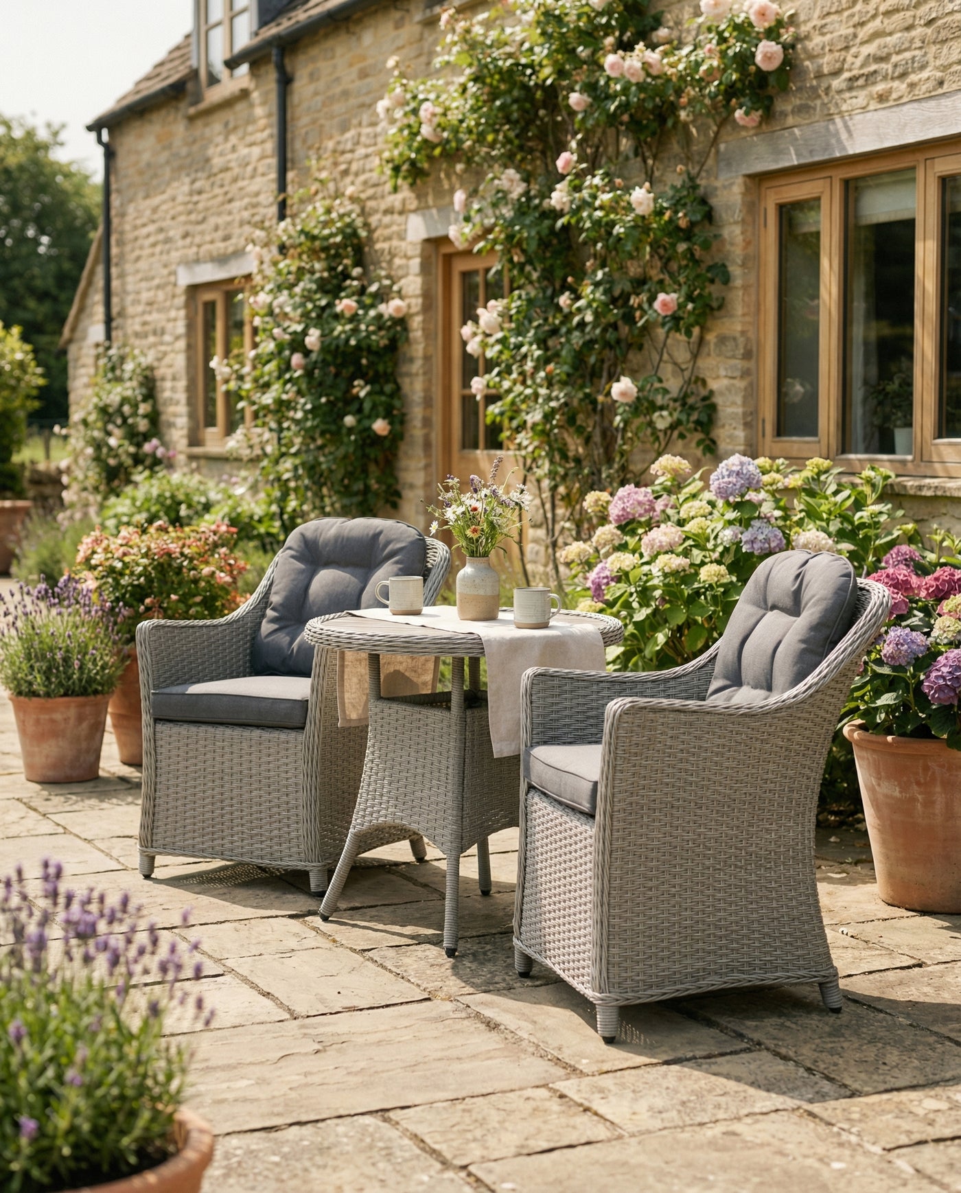 Foxley 2 Seat Wicker Bistro Set with 70cm Round Table