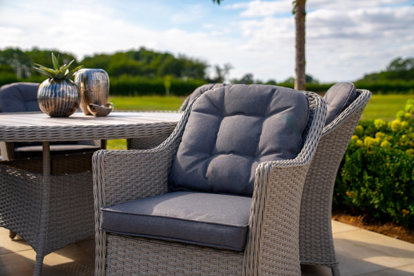 Foxley 6 Seat Dining Set with 140cm Round Table including parasol and base