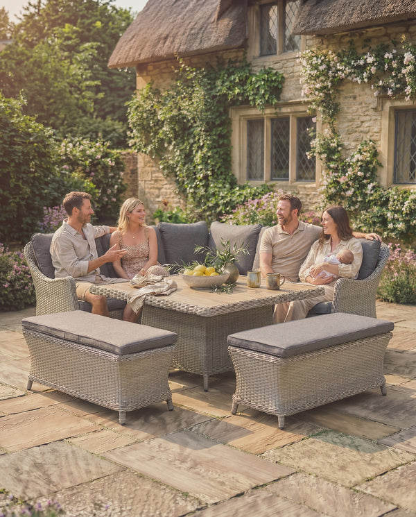 Foxley Square Wicker Corner Set with 120x120cm High/Low Table