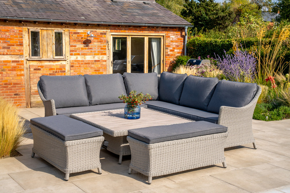 Foxley Square Corner Set with 120x120cm High/Low Table