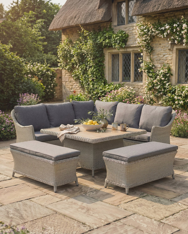 Foxley Square Wicker Corner Set with 120x120cm High/Low Table