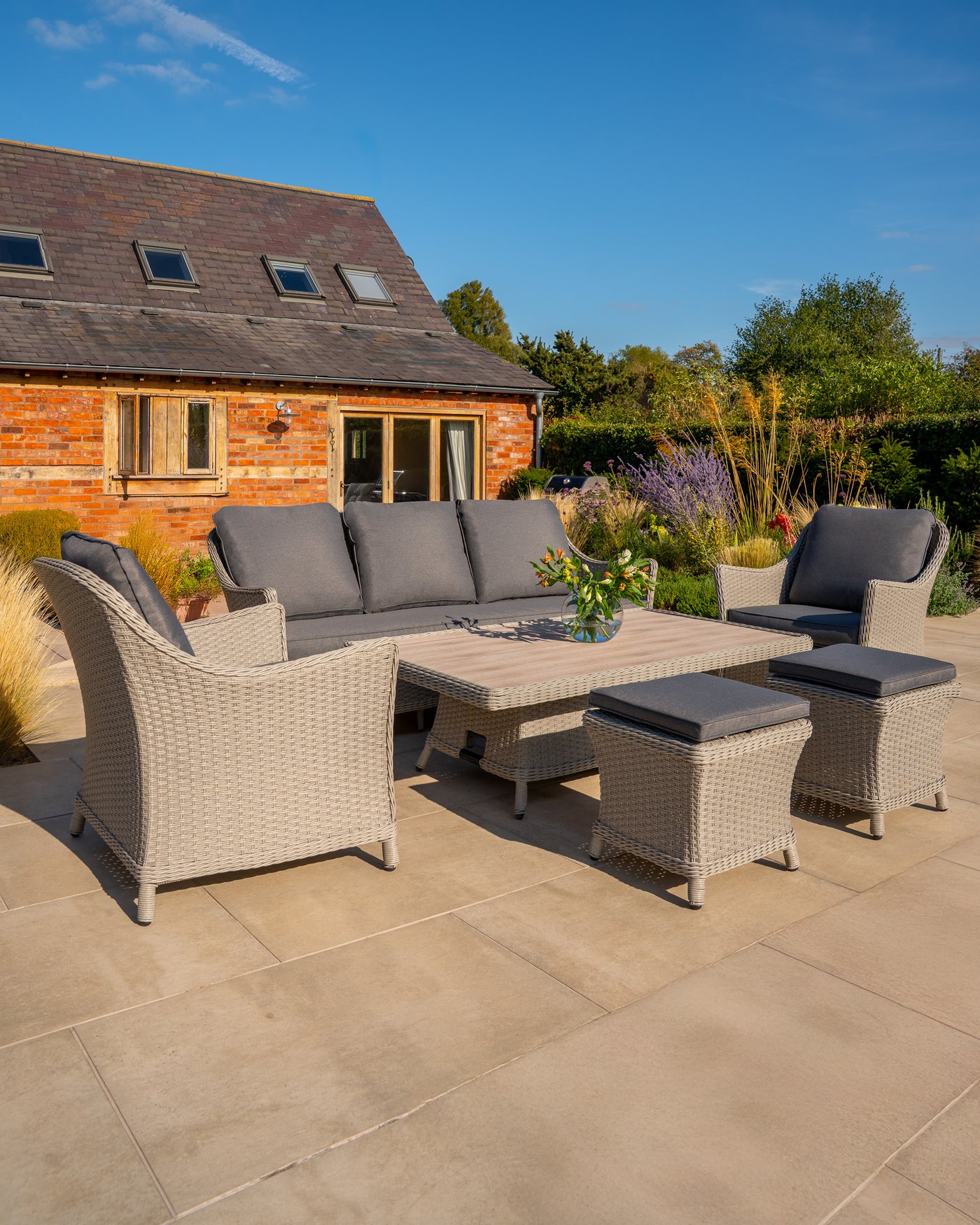 Foxley Wicker Sofa Set with High/Low Table