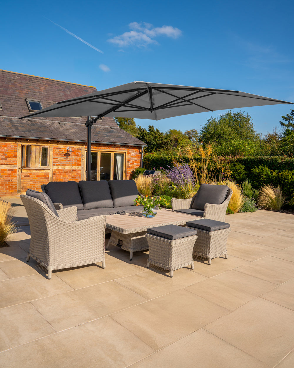 Foxley Wicker Sofa Set with High/Low Table