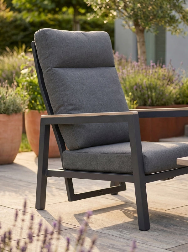 Tudor 5 Seat Aluminium Sofa Set with Reclining Chairs and 140x80cm Table