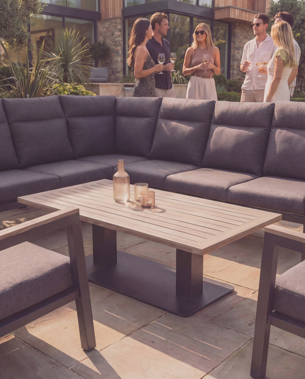 Tudor Corner Set Right Hand with 2 Armchairs and Rectangular High/Low Table