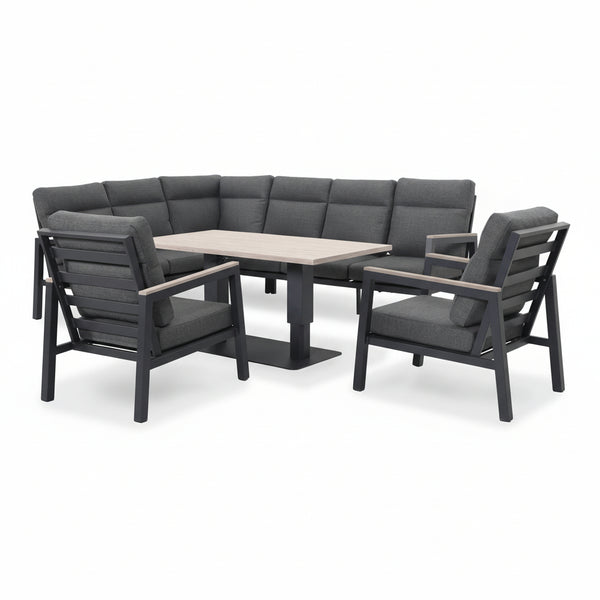 Tudor Corner Set Right Hand with 2 Armchairs and Rectangular High/Low Table