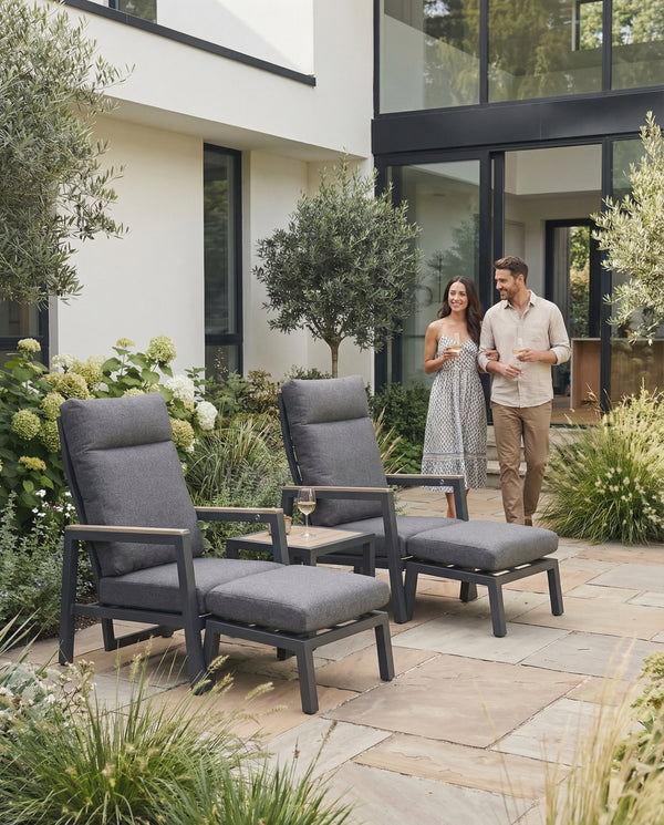 Tudor Companion Set with 2 Reclining Chairs & Stools