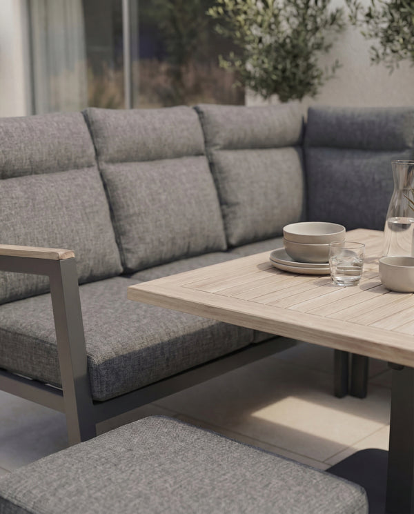 Tudor Mini Corner Set with 2 Footstools and Square High/Low Table