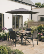 Tudor 4 Seat Dining Set with Parasol & Base