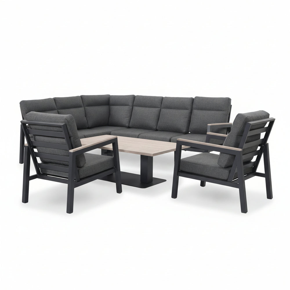 Tudor Corner Set Right Hand with 2 Armchairs and Rectangular High/Low Table