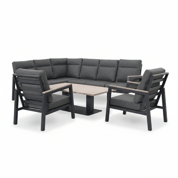 Tudor Corner Set Right Hand with 2 Armchairs and Rectangular High/Low Table