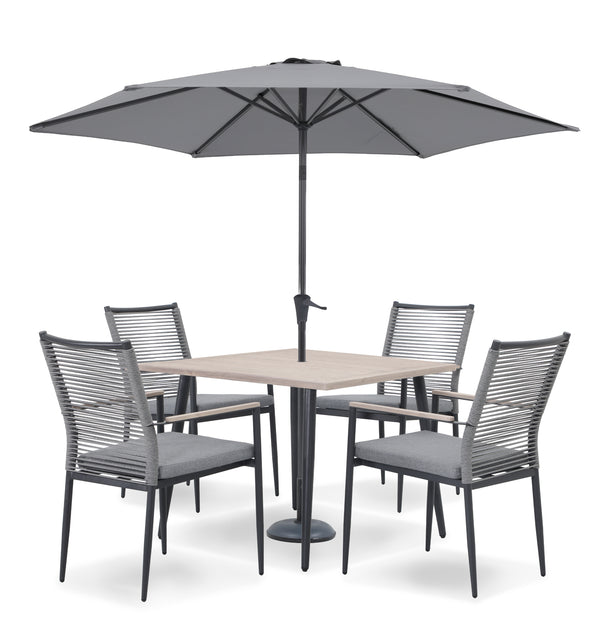 Merano Aluminium 4 Seat Dining Set With a Parasol & Base