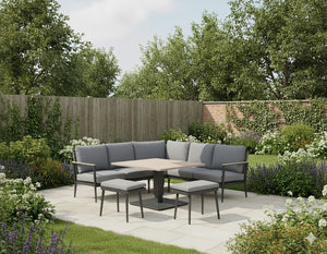 Merano Aluminium Corner Set with Square High/Low Table