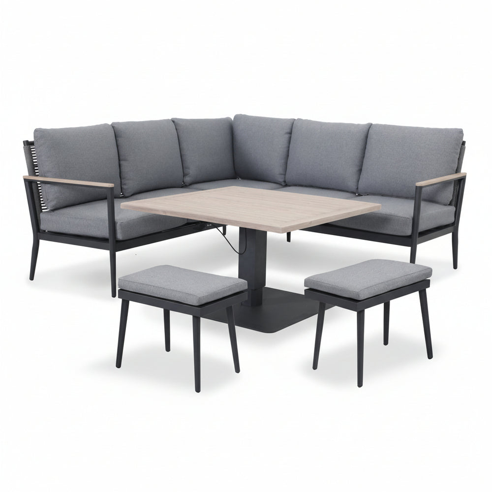 Merano Aluminium Corner Set with Square High/Low Table