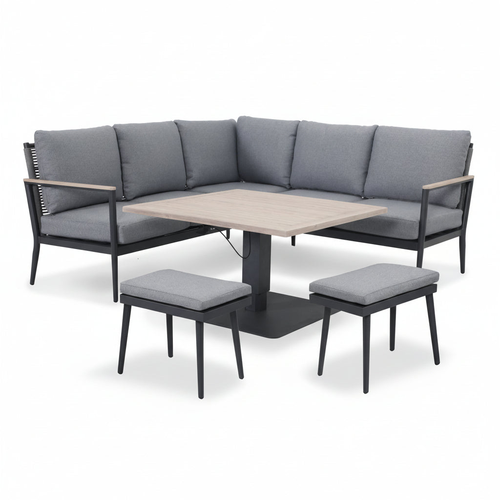 Merano Aluminium Corner Set with Square High/Low Table