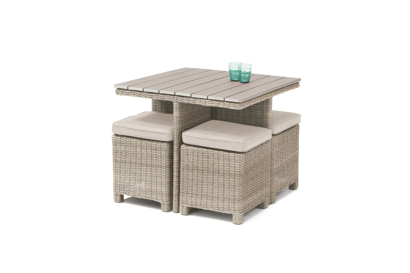 Palma 4 Seat Outdoor Wicker Cube Dining set