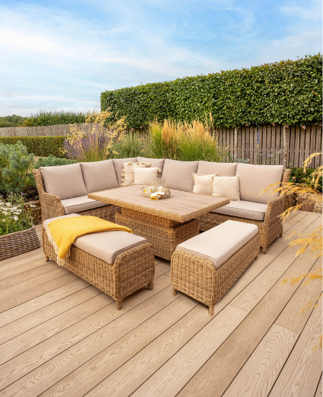 Hazel Corner Set with 150x90cm Rectangular High/Low Table