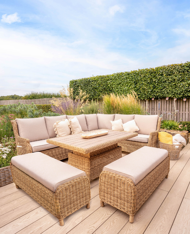 Hazel Corner Set with 150x90cm Rectangular High/Low Table