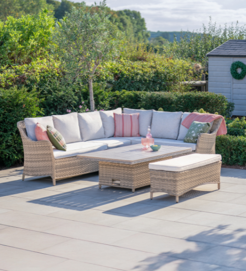 Biarritz Wicker Corner Set with Bench and High/Low table