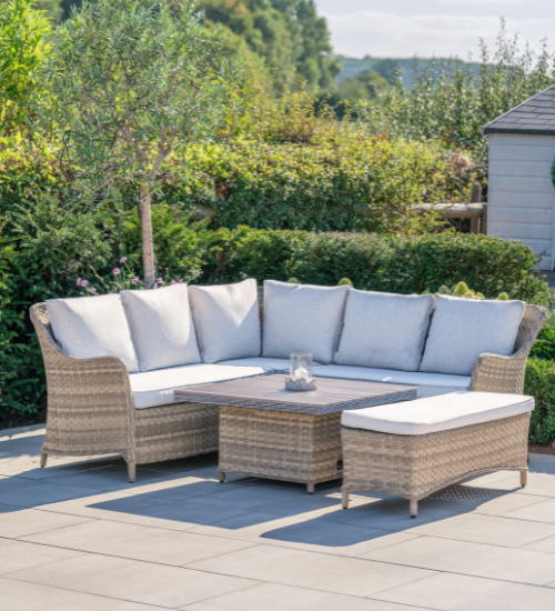 Biarritz Wicker Square Corner Set with High/Low Dining Table