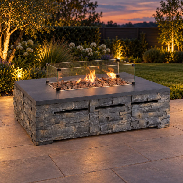 Stone Fire Pit Coffee Table 132 x 85cm